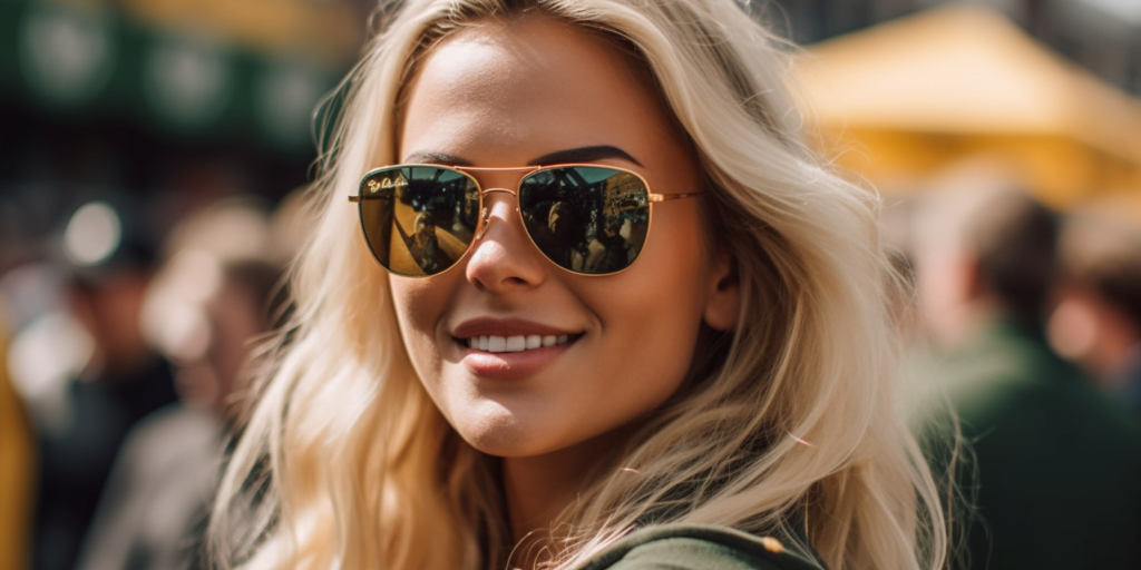 Kvinde med ray-ban solbrille i københavn